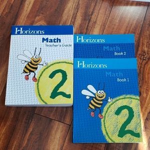 Horizon second grade math teachers guide for homeschooling and two work books